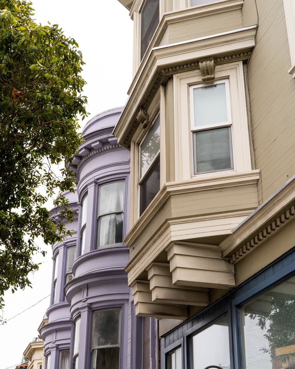 Victorian bay windows on a residential San Francisco street