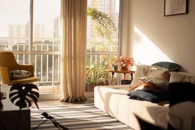 Sunlit living room of the matched apartment